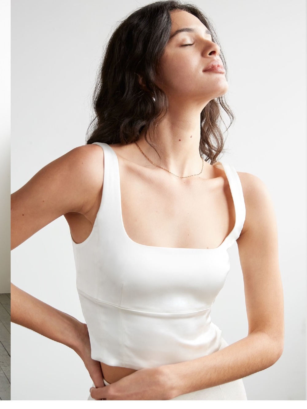 XS Aritzia Wilfred Bustier White Square Neck Cropped Tank Top
